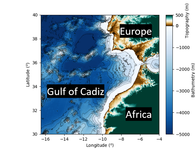 Map of the Gulf of Cadiz