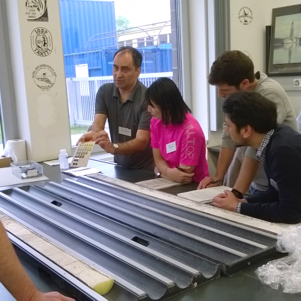 IODP lab turn: Mahyar Mohtadi explains how to describe sediment cores